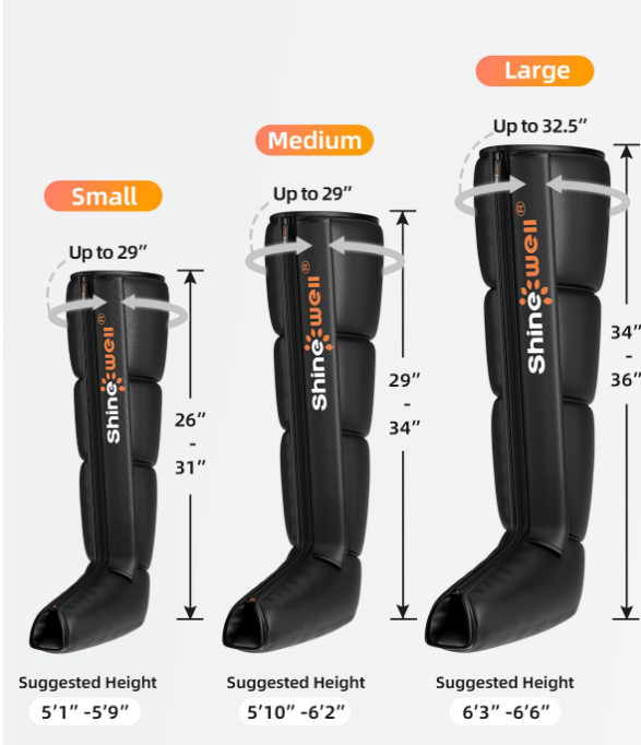SHINE WELL Air Compression Leg Massager, Professional Leg Recovery System Medium
