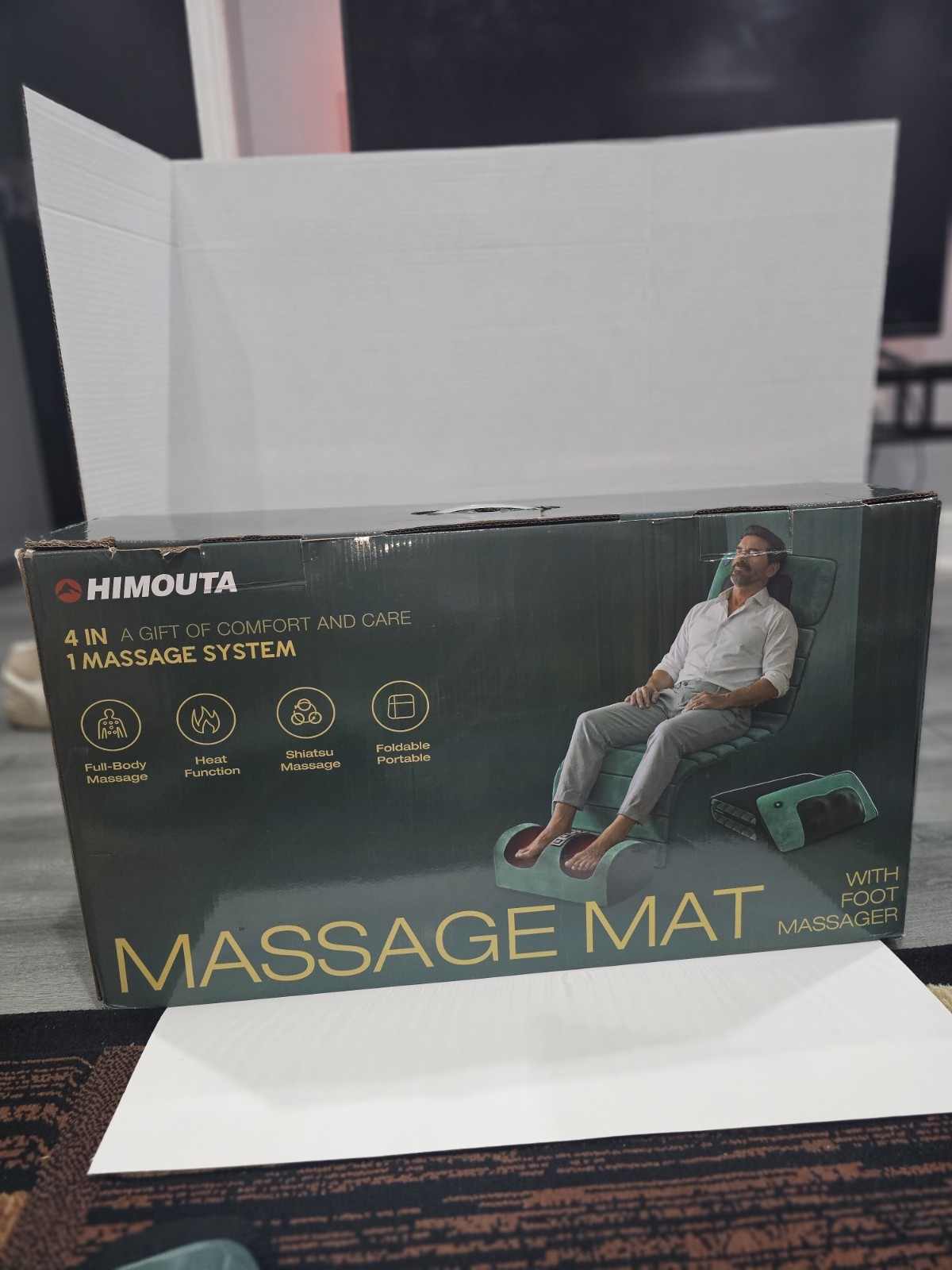 HIMOUTA Intelligent Massage Mat Full Body & Feet Shiatsu Heat Foldable Green