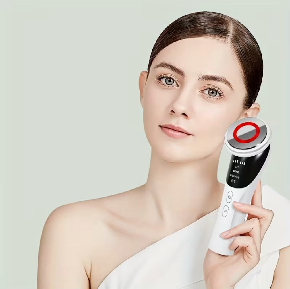 Facial & Neck 4-in-1 Massager with LED Light, Vibration & Heat – Portable Beauty