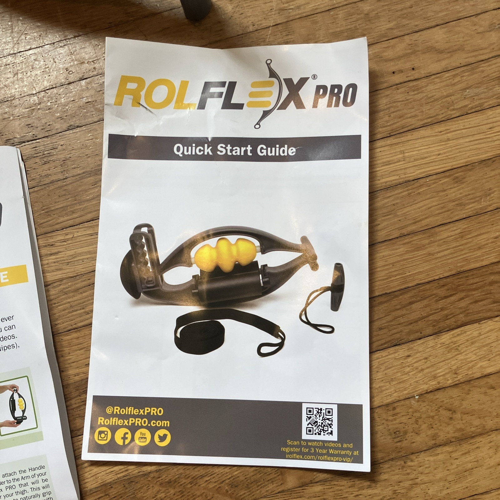 Rolflex Pro Deep Tissue Massage Roller Arm Leg Calf Recovery Tool Gray Yellow