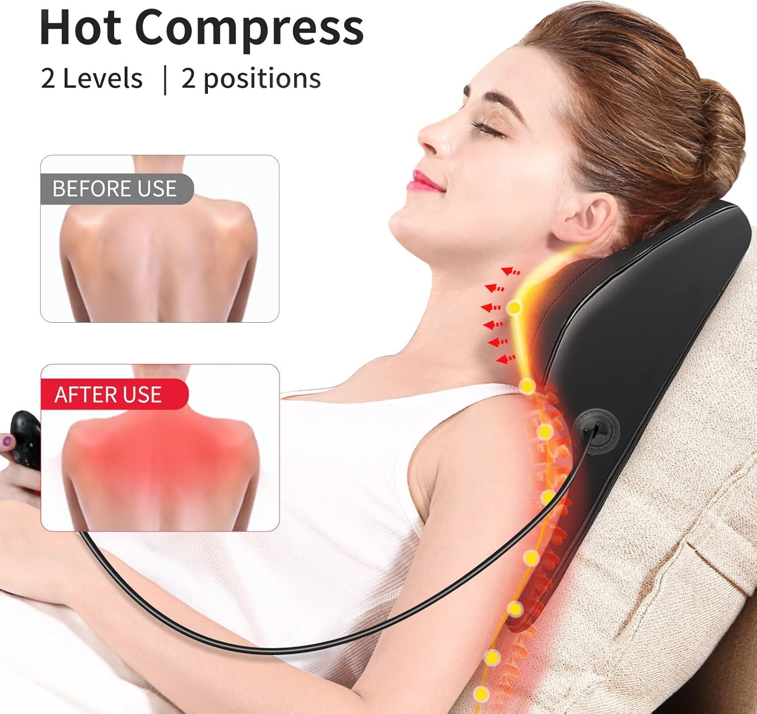 Borwiwat Back Massager with Heat Massagers for Neck and Back 3D Kneading Pillow