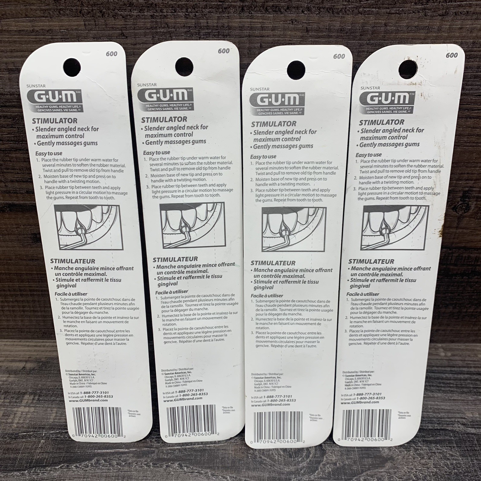 GUM Stimulator Permanent Handle with Rubber Tip, Precision Control- lot of 4