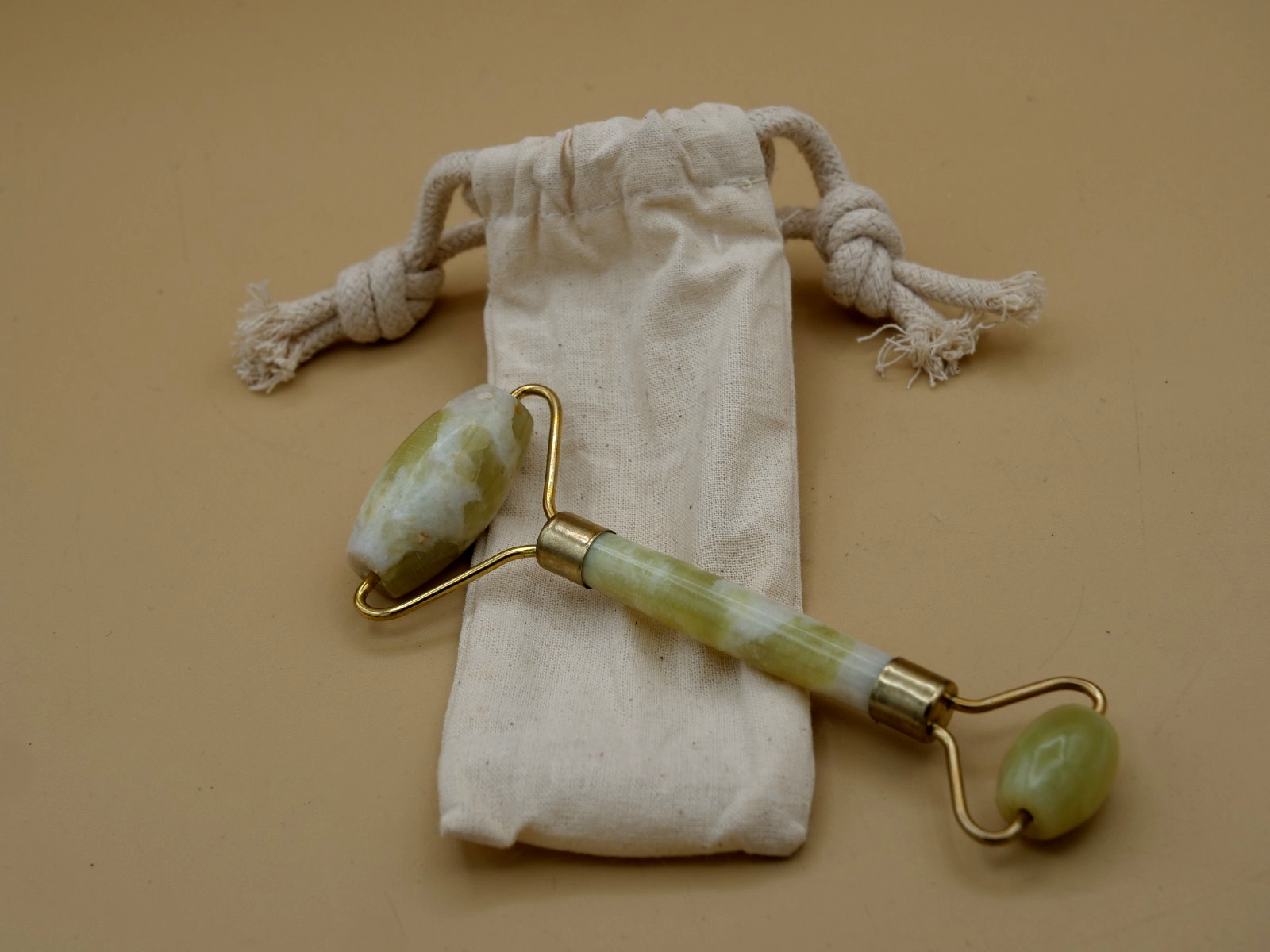Natural Cream Stone Facial Jade Stone Roller Beauty Massage Tool Face Massage