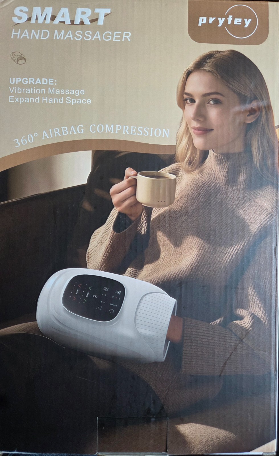 Smart Hand Massager Heat Compression Vibration, 1800mAh Recharge Battery