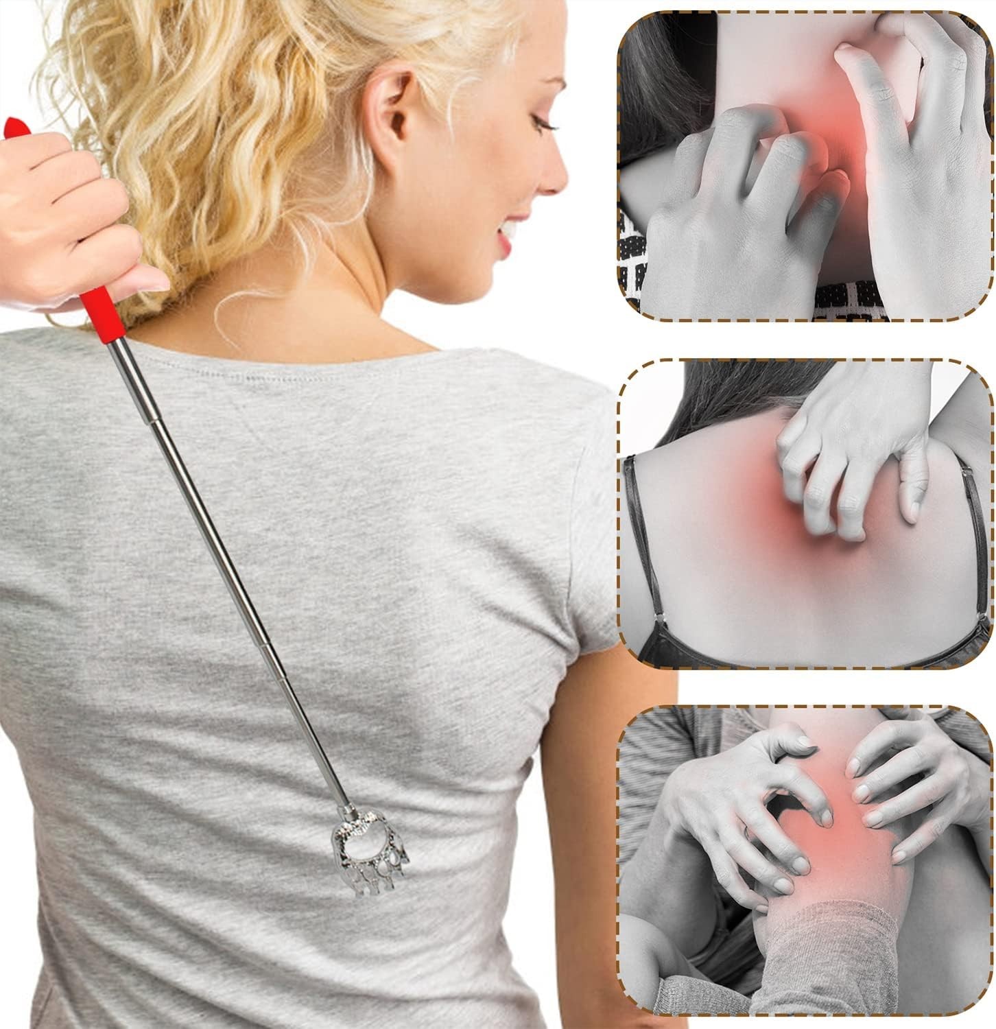 6pc Telescopic Back Scratcher Massager Itch Relief Extends to 26.5″ Mixed Color