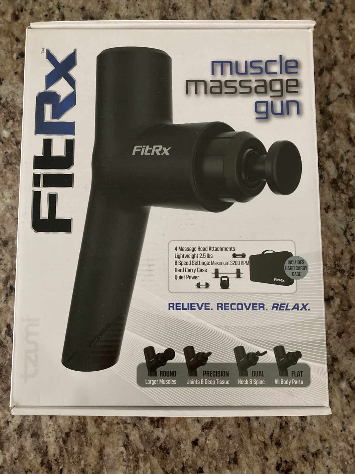 Tzumi FitRx Portable Muscle Massage Gun with Carrying Case Clean Tested Working