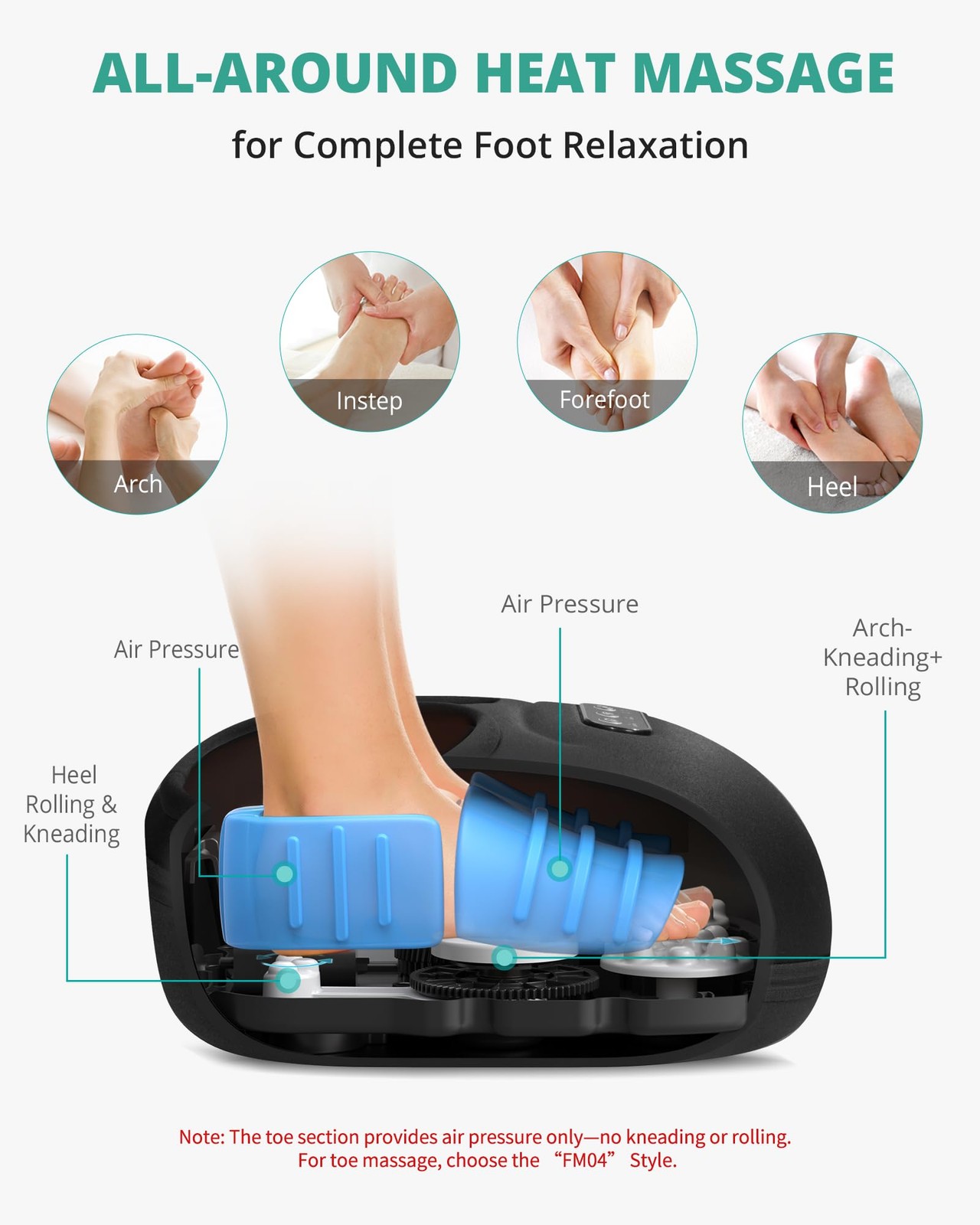 Medcursor Foot Massager Machine with Enhanced 1 Count (Pack of 1), Ink Black