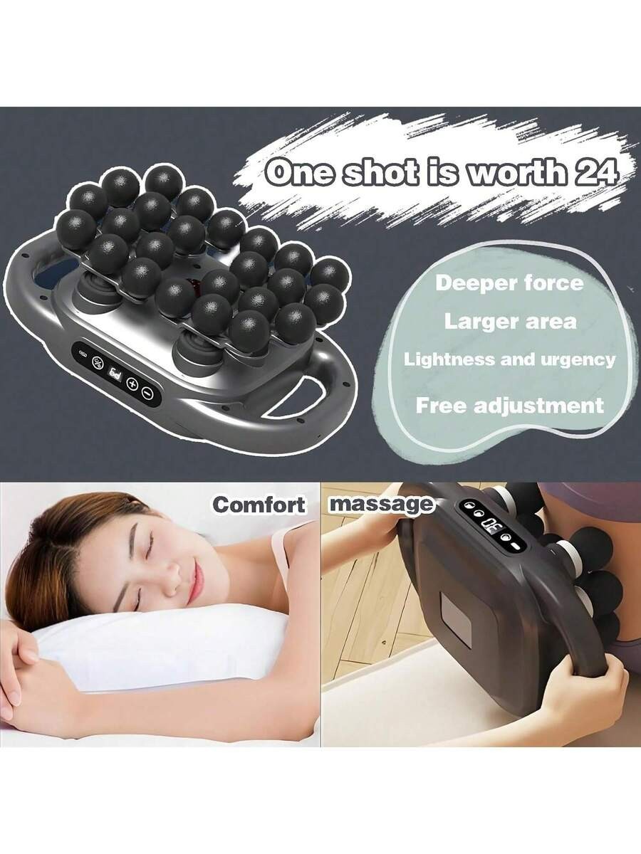 24-Head Fascia Gun High-Frequency Vibration Body Massage Gun Back Waist Massager