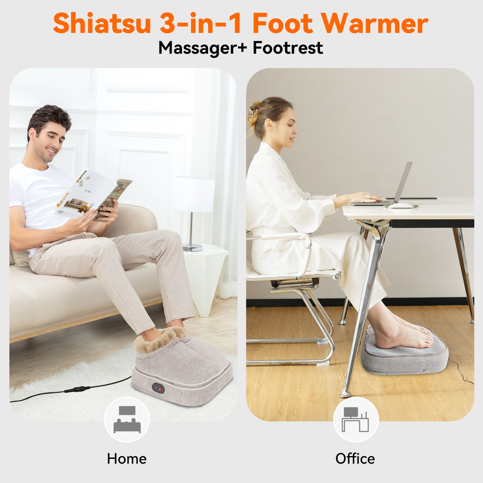 Snailax Shiatsu Foot Massager with Heat Kneading Feet Warmer Blood Circulation