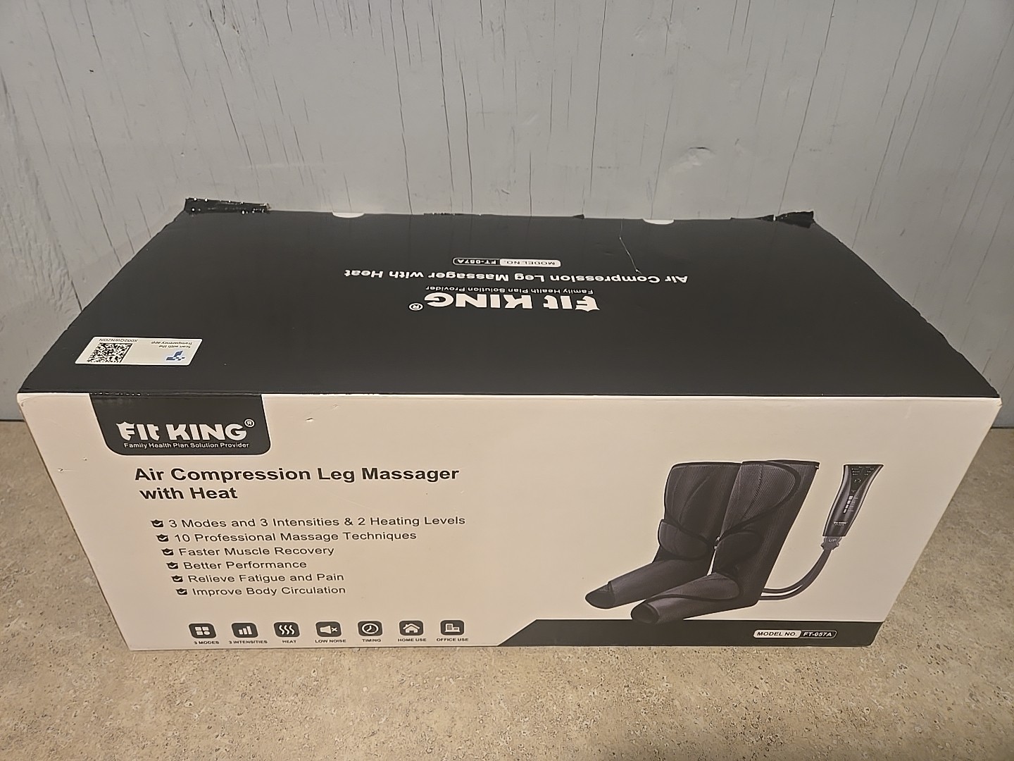 Fit King FT-057A Gray Black Air Compression Leg Massager With Heat