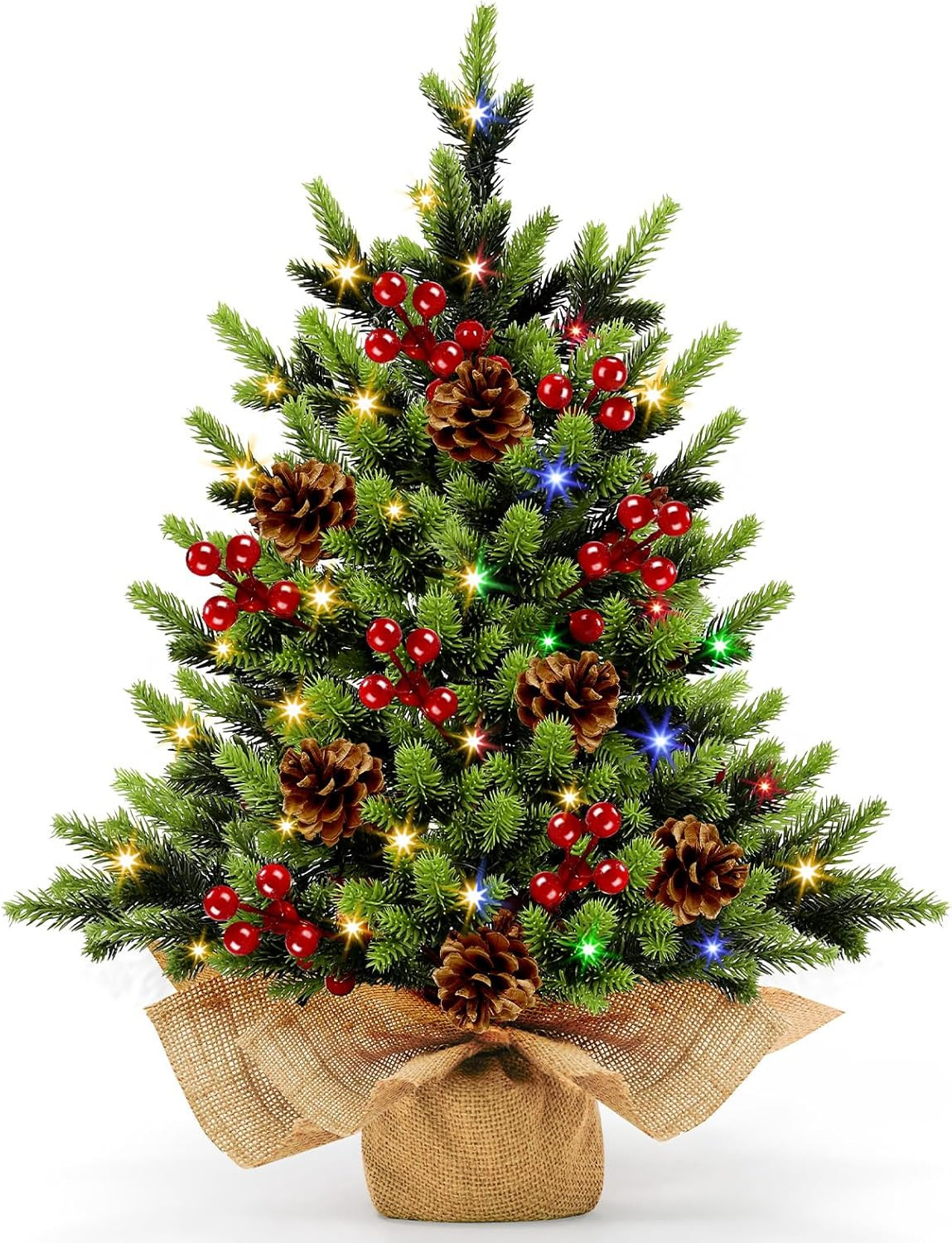 [ 12 Modes & Timer] Christmas Artificial Tree LED Warm Lights Battery Operated R