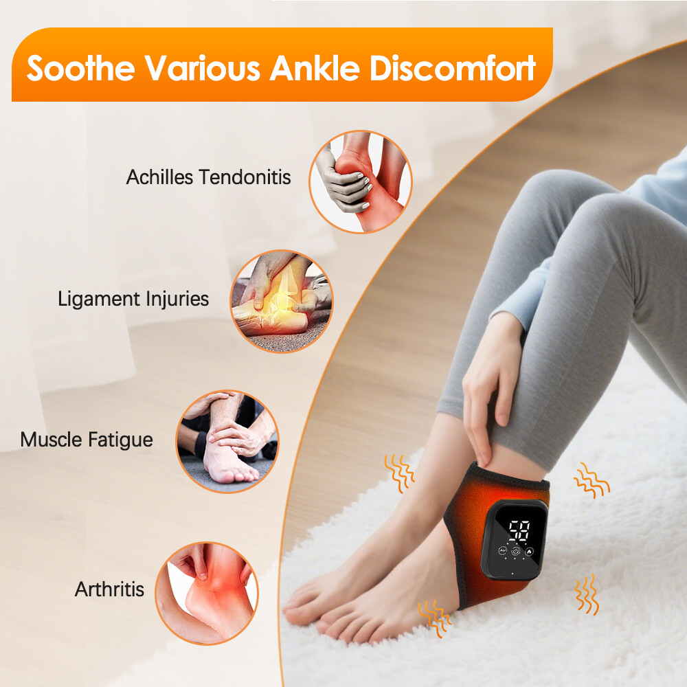 Hot Compress Foot Ankle/Hand Vibration Massager 3/5 Speeds Heated Pain Relief