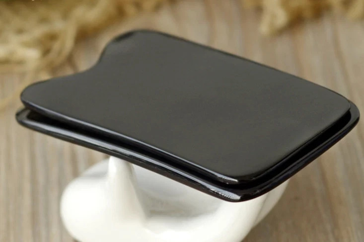 Guasha Scraping Massage Tool Thick Black Buffalo Horn Gua Sha Board Square Shape