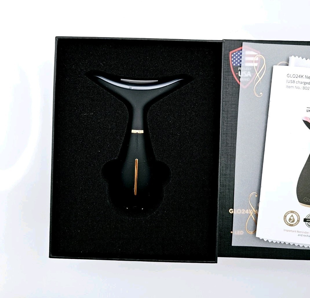 GLO24k Gold Neck And Face Massager-LED, Thermal & Vibration