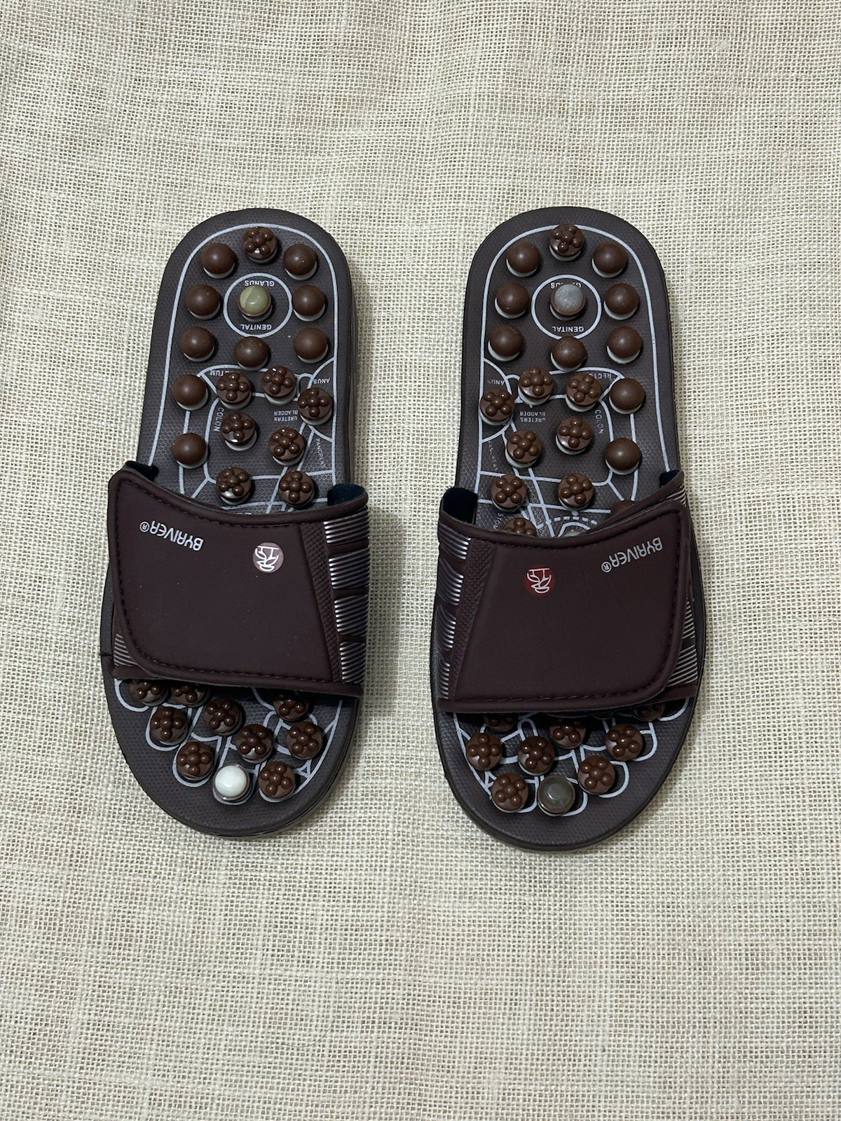 BYRIVER Healthcare Acupressure Foot Massager Reflexology Sandals Slides Size S