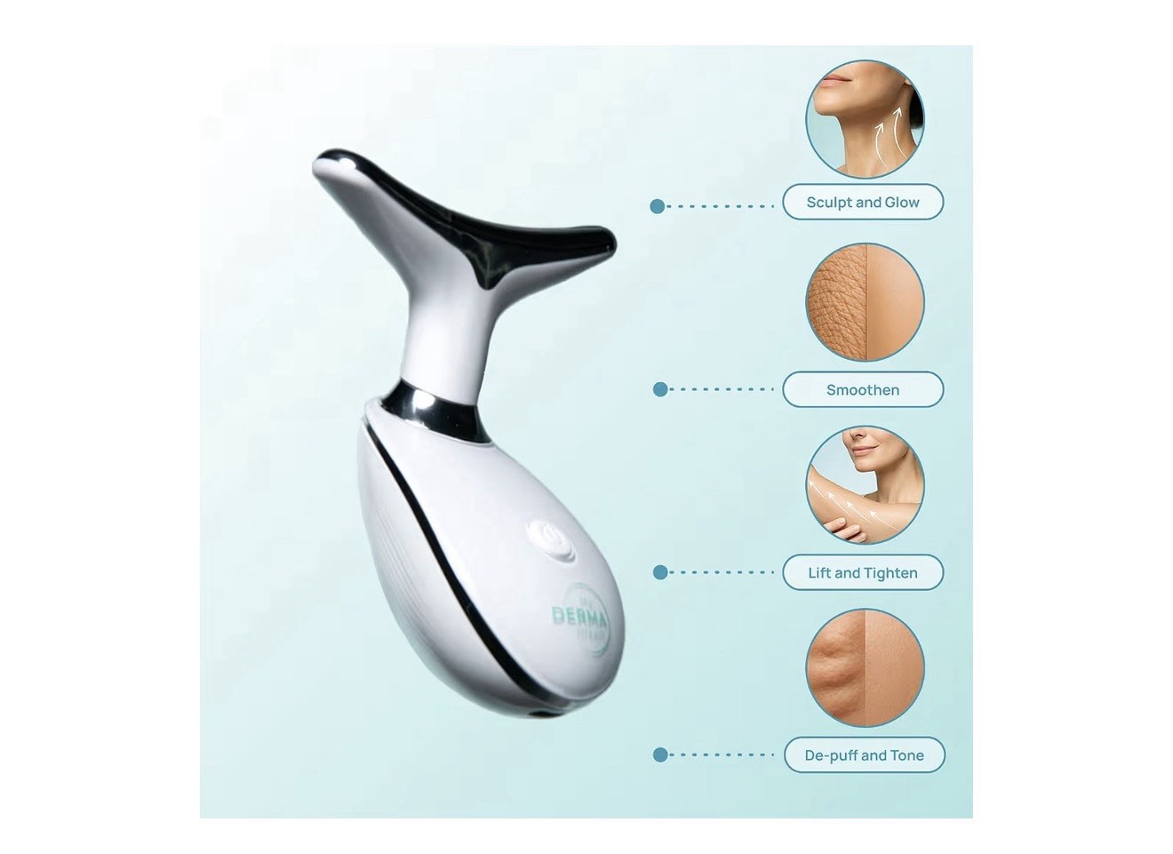 My Derma Dream MyoGlow LED Vibrating Handheld Face/Neck Massager USB Charge