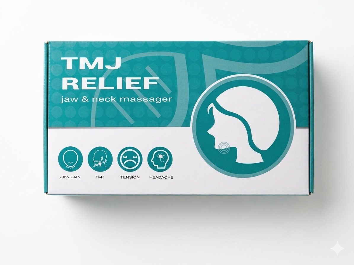 TMJ Relief Jaw & Neck Massager Blue Handheld Heated Vibrating Silicone