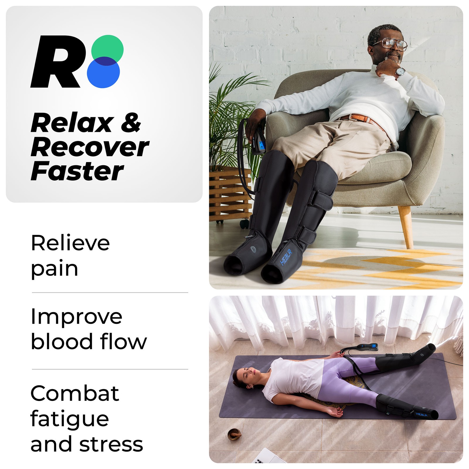REATHLETE HEALR Adjustable Hot/Cold Therapy Massager for Leg, Calf, and Foot