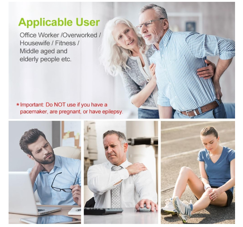 Rechargeable TENS Unit 24 Modes 8 Pads EMS Muscle Stimulator Pain Relief Therapy