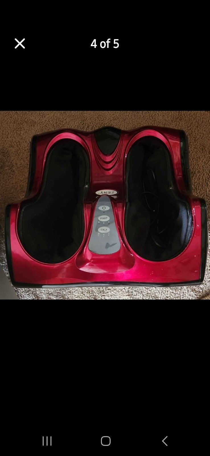 ZENY Foot & Leg Massage Machine Rolling Kneading 4 Heads Corded Red/Black