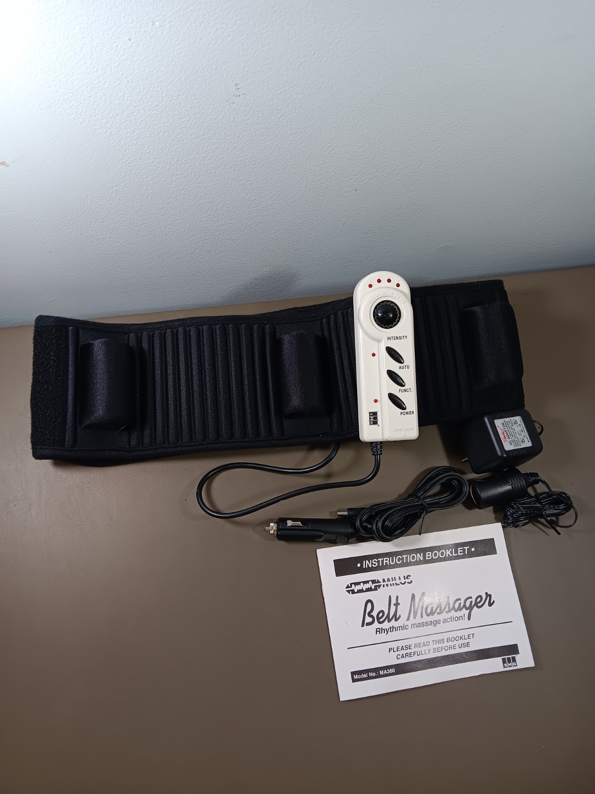 Milus Belt Massager MA360 Size Large Black With Cords Car Adapter NEW No Box