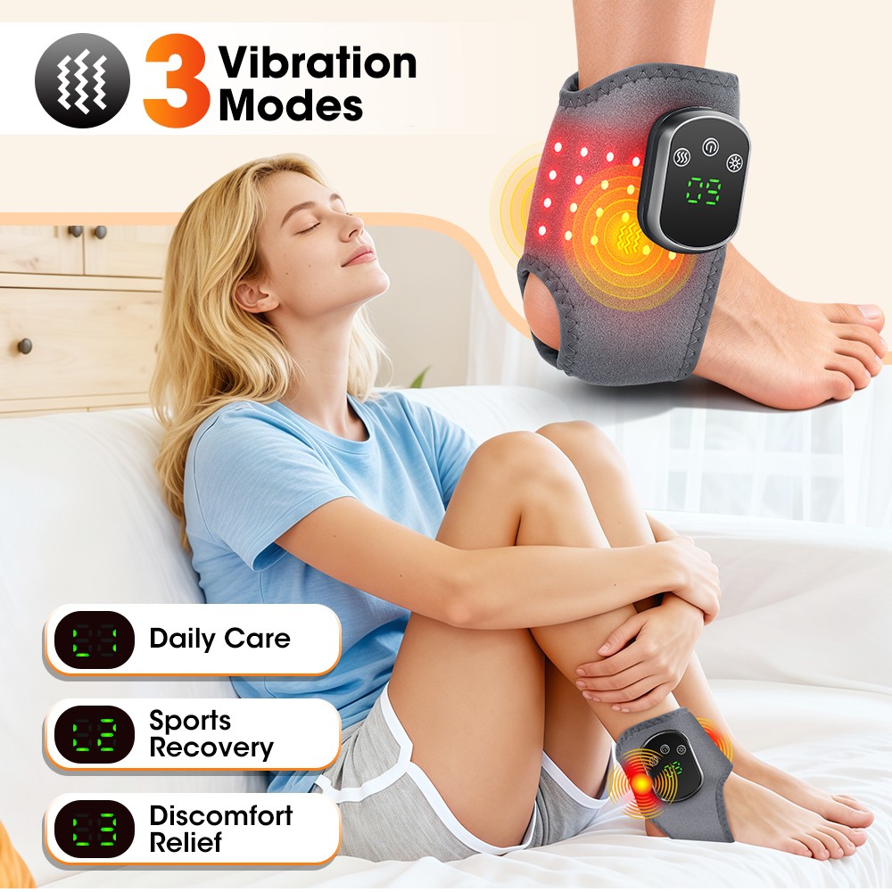Ankle Massager Red Light Therapy Pain Relief 3 Vibration Modes and 5 Heat Level