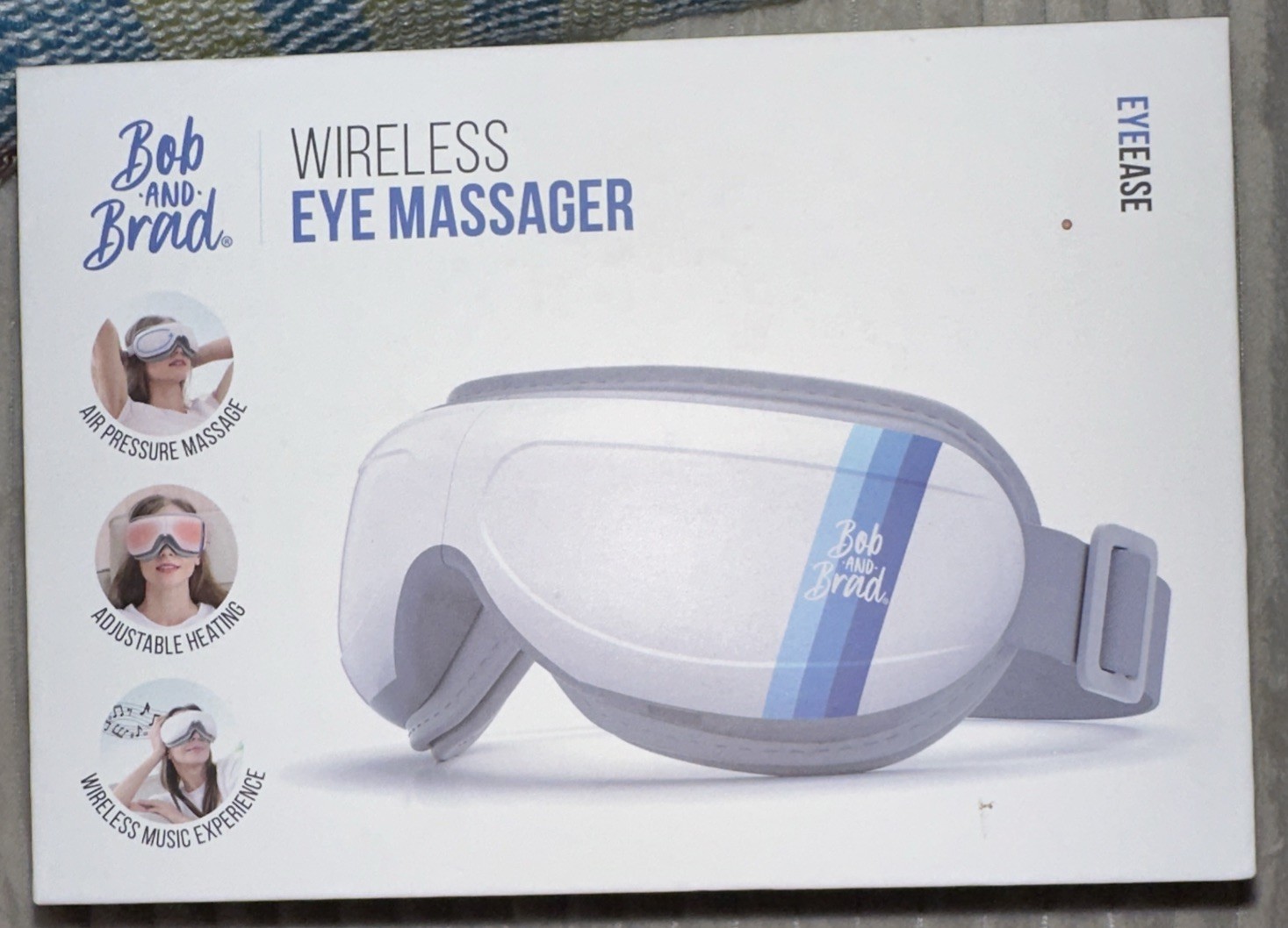 EyeEase Air Pressure Eye Massager Adjustable Heating Wireless Music Bob & Brad