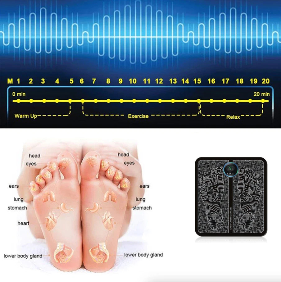 USB Electric Foot Massager Pad Blood Circulation Muscle Stimulator Mat Comfort