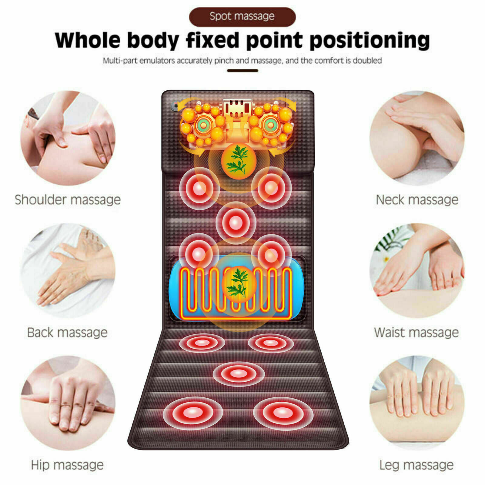 Massage Mat Full Body Massager Mattress Pad Pain Relief Cushion Warm Sofa Bed US