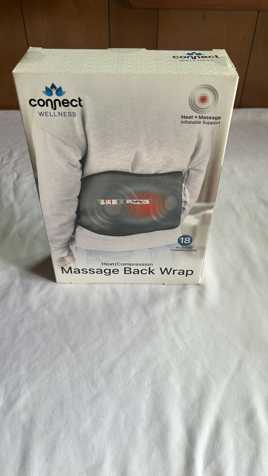 Connect Wellness Heat Compression Massage Back Wrap USB Powered Gray