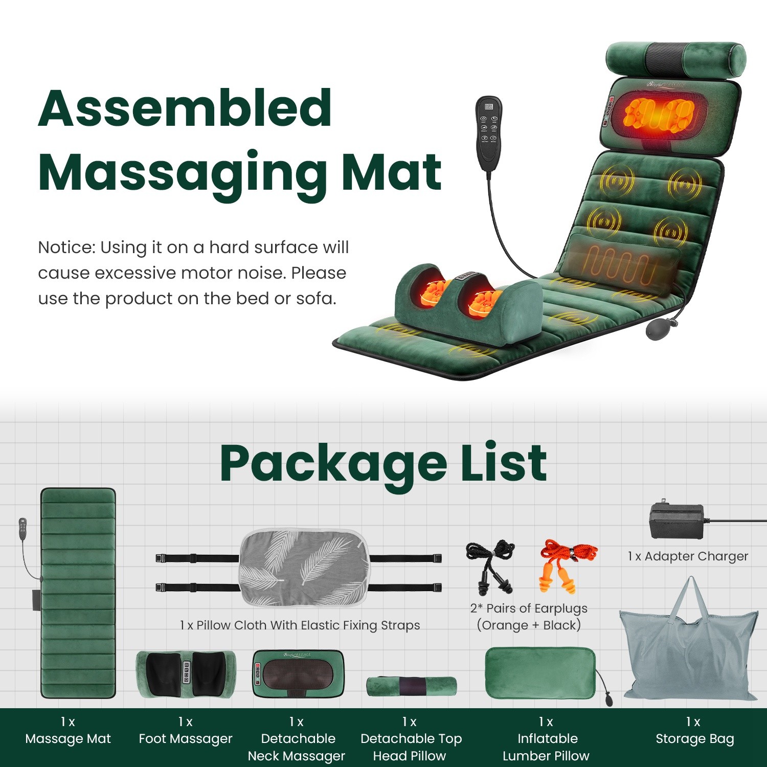 Full Body Massage Mat w/ Heat Deep Tissue Pain Relief for Relaxation Home Office