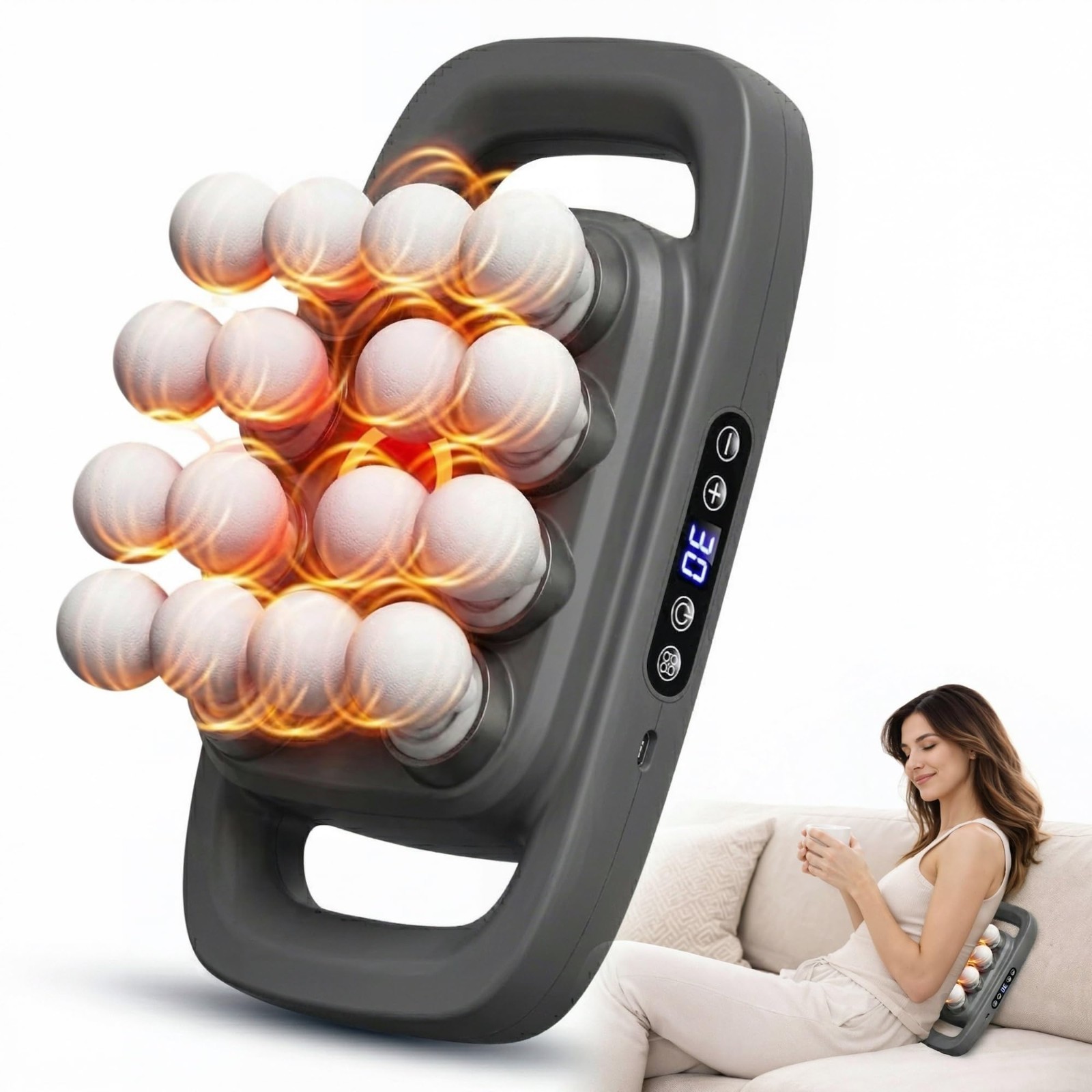 16 Head Massage Gun for Muscle Pain Relief, Deep Tissue Massager, 3 Modes, 30 In