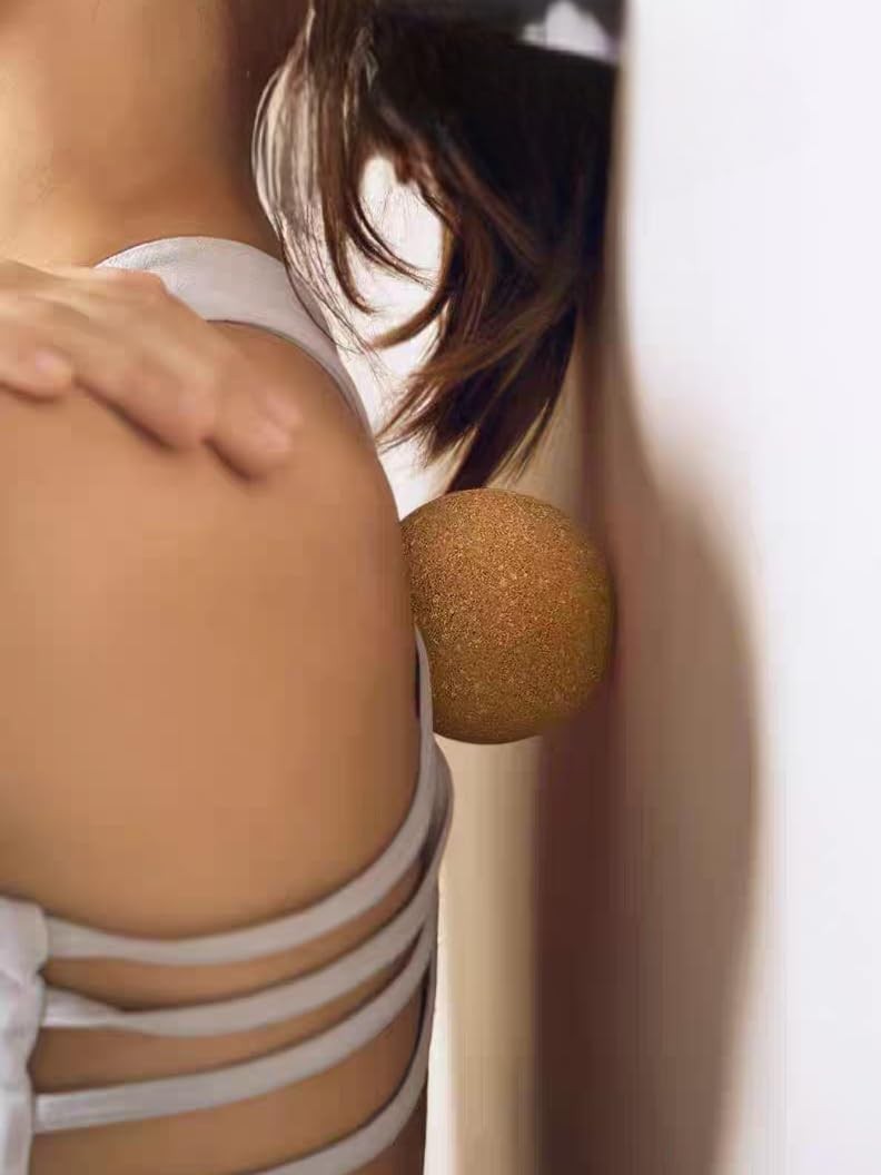 4 Inch Cork Massage Ball for Deep Tissue Relief – Portable Yoga & Fitness Rol…