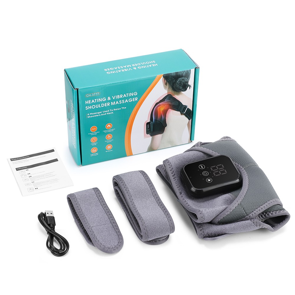 Cordless Shoulder Massager Pain Relief with 3 Heating 3 Vibration Modes & Timer