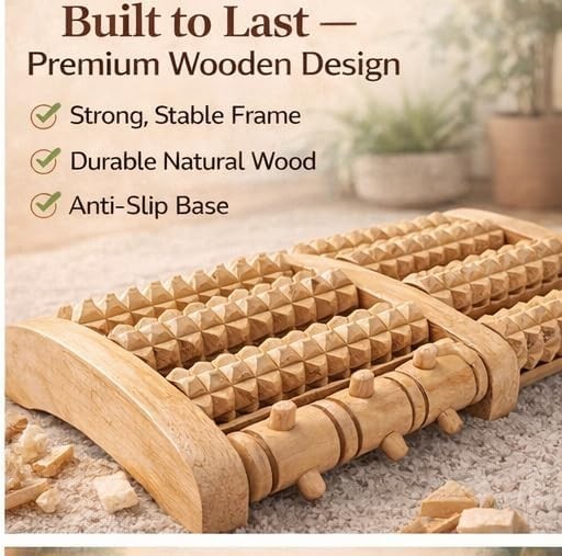 Brookstone Foot Massager for Neuropathy & Plantar Fasciitis Relief – Wooden Foot