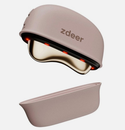Facial Care Device Electric Gua Sha Brass Tool with Heat & Vibration Pink ZDEER