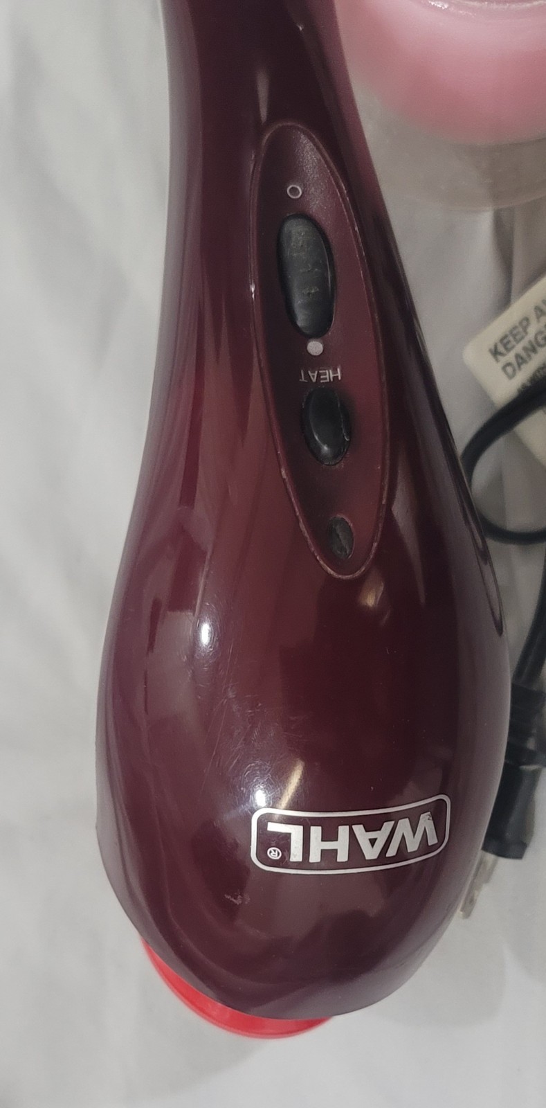 Wahl Heated Handheld Vibrating Massager Corded Electric Burgundy/White Full Body