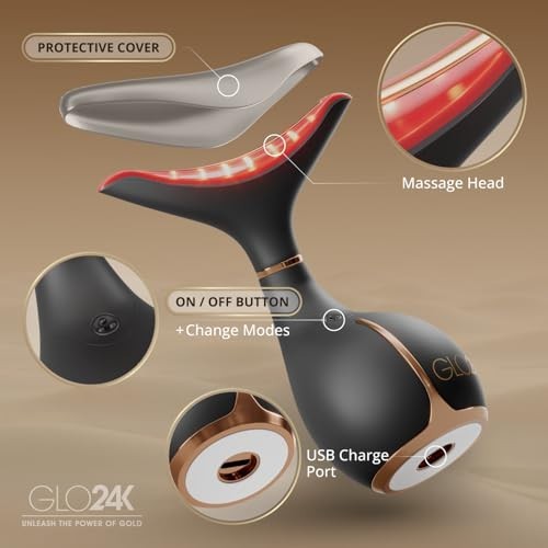3-in-1 Red Light Facial Massager & Neck Firming Device – LED Vibration Skin Tool