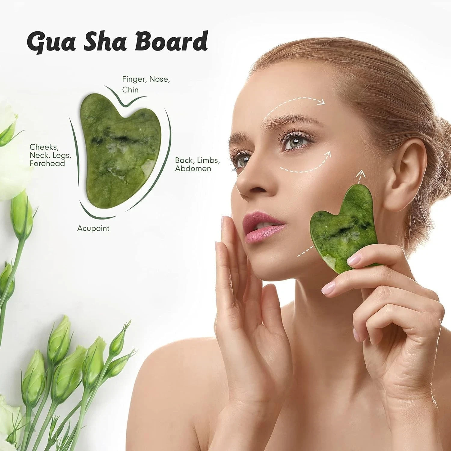 Sifoz Jade Roller & Gua Sha Set Face Anti-Aging Facial Roller Skin Care Tool
