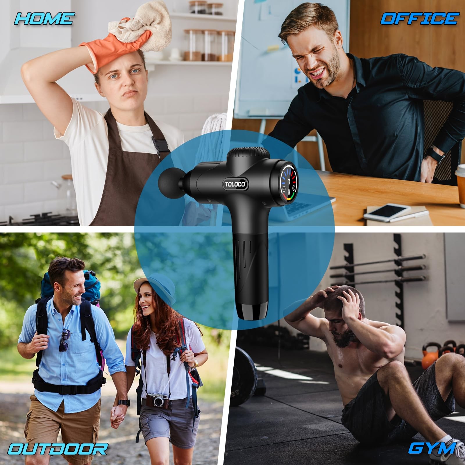 Toloco Massage Gun Deep Tissue Percussion Massage Gun 10 Replacement Heads