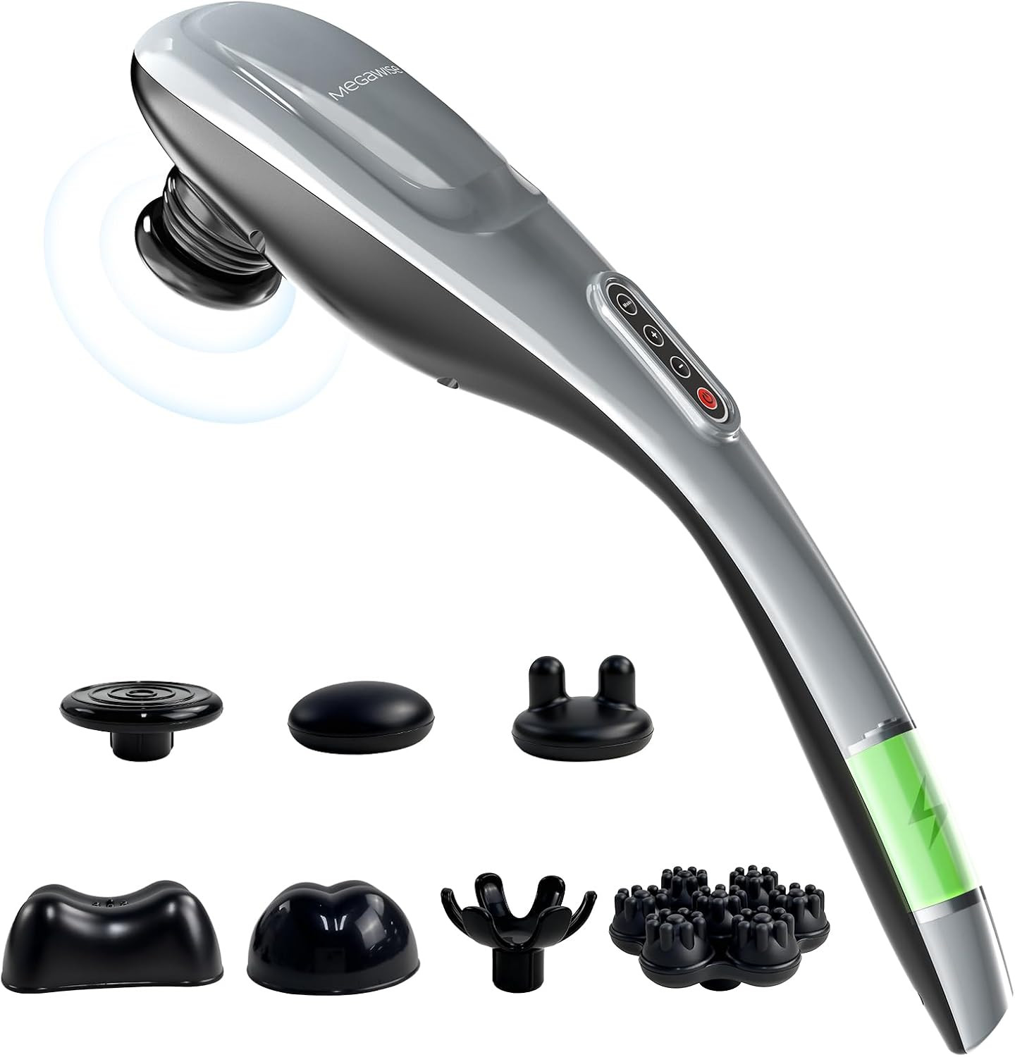 MEGAWISE Handheld Back Massager | Deep Tissue Percussion Massage for Back, Neck,