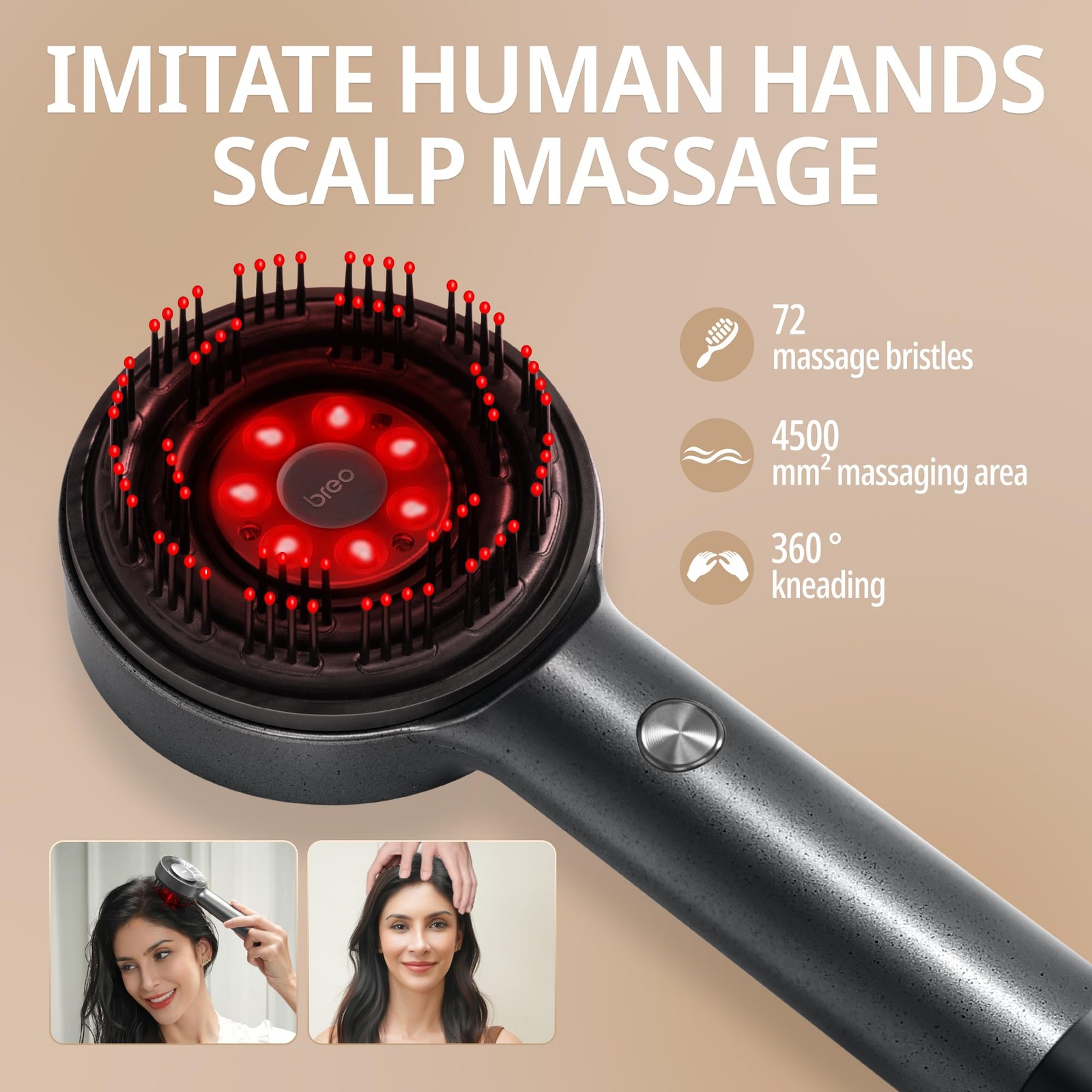 Breo Scalp 3L Laser Hair Growth Comb with 650nm Infrared Technology, 360° Red