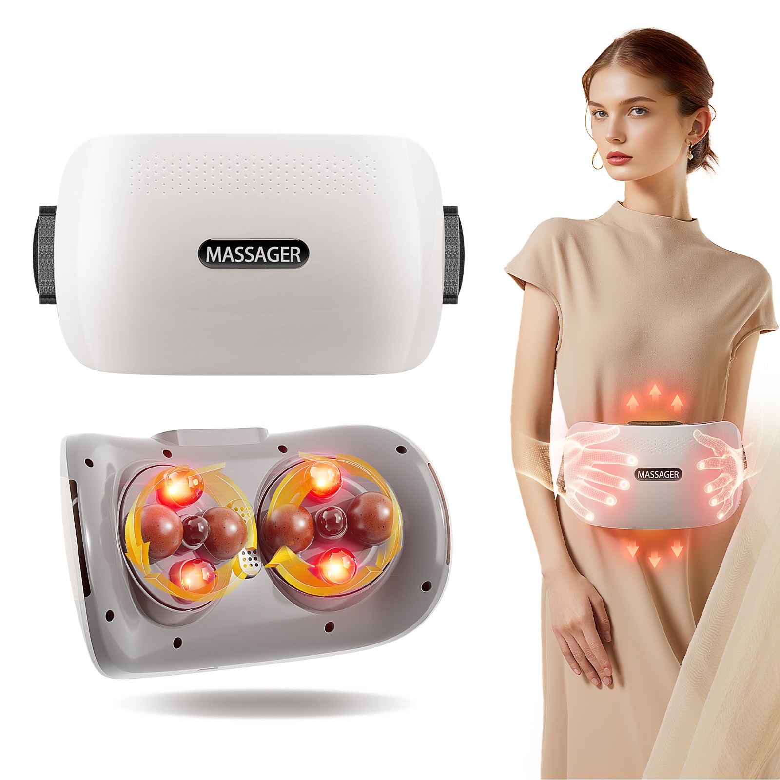 Double Disc Abdominal Massager for Belly Digestion Back and Shoulder Massage