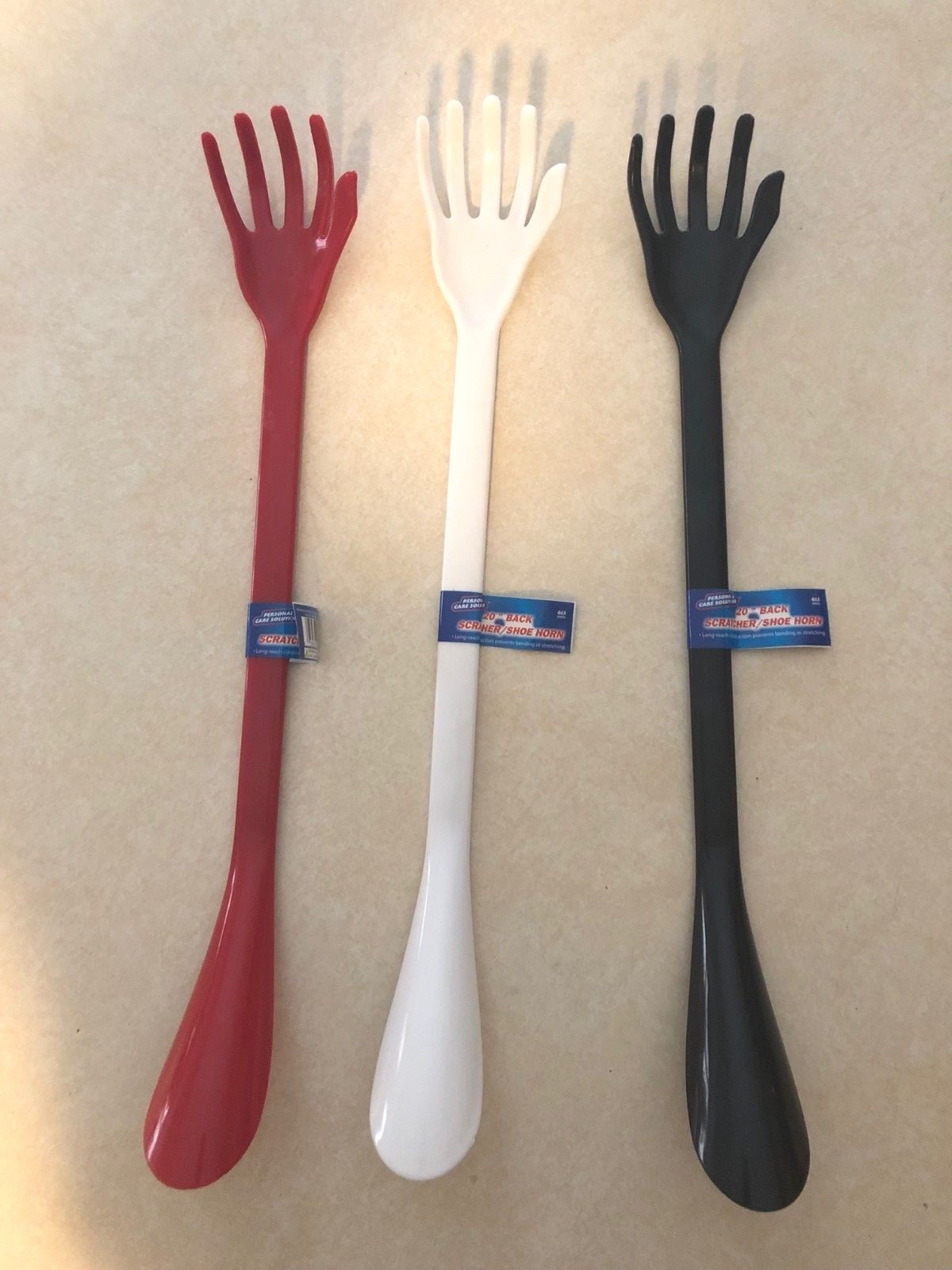 (1) 20″ BACK SCRATCHER SHOE HORN COMBO – EXTRA LONG STURDY Plastic Horns Inch