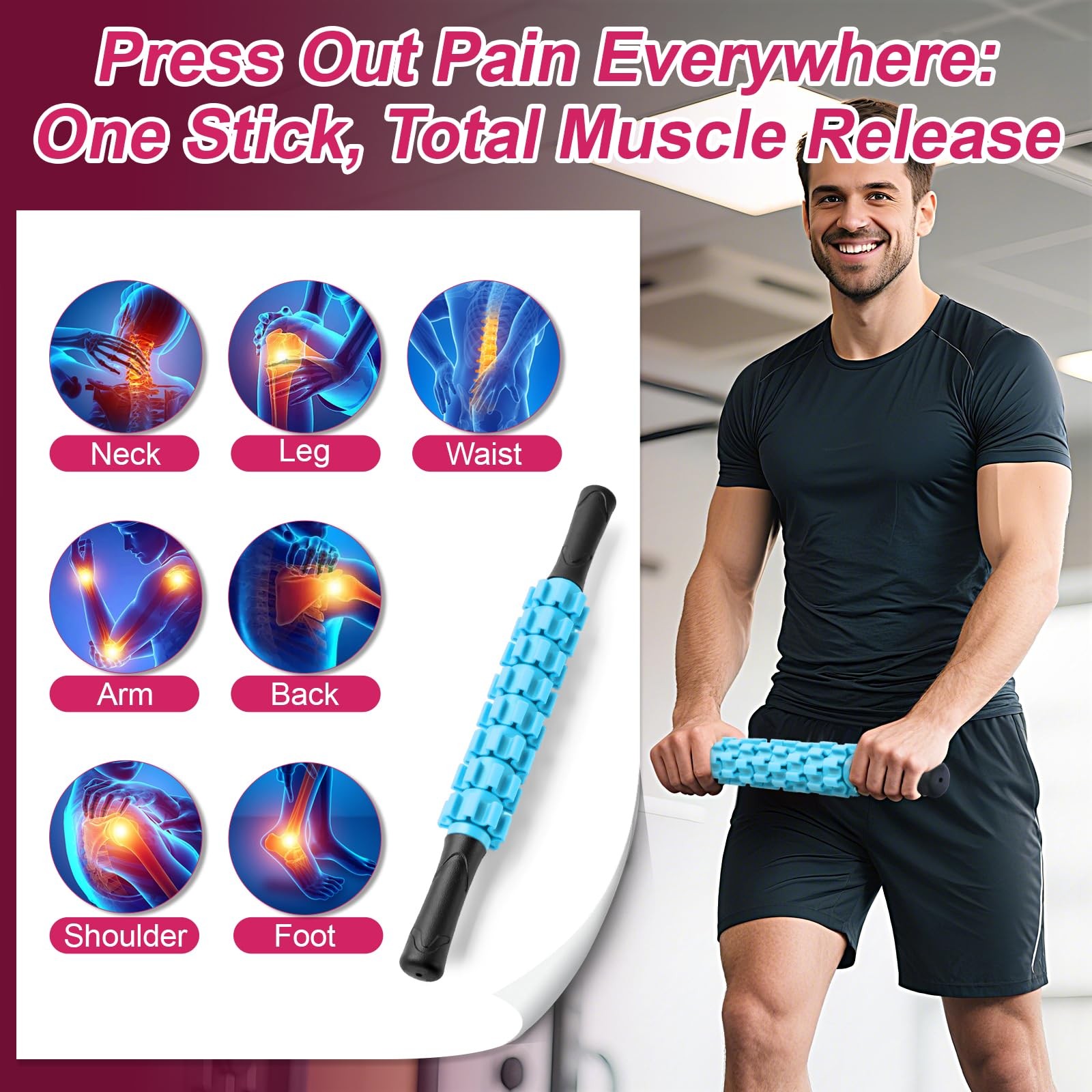 Massage Roller, Muscle Roller Stick, Therapy Roller Stick for Legs, Calf, Thi…