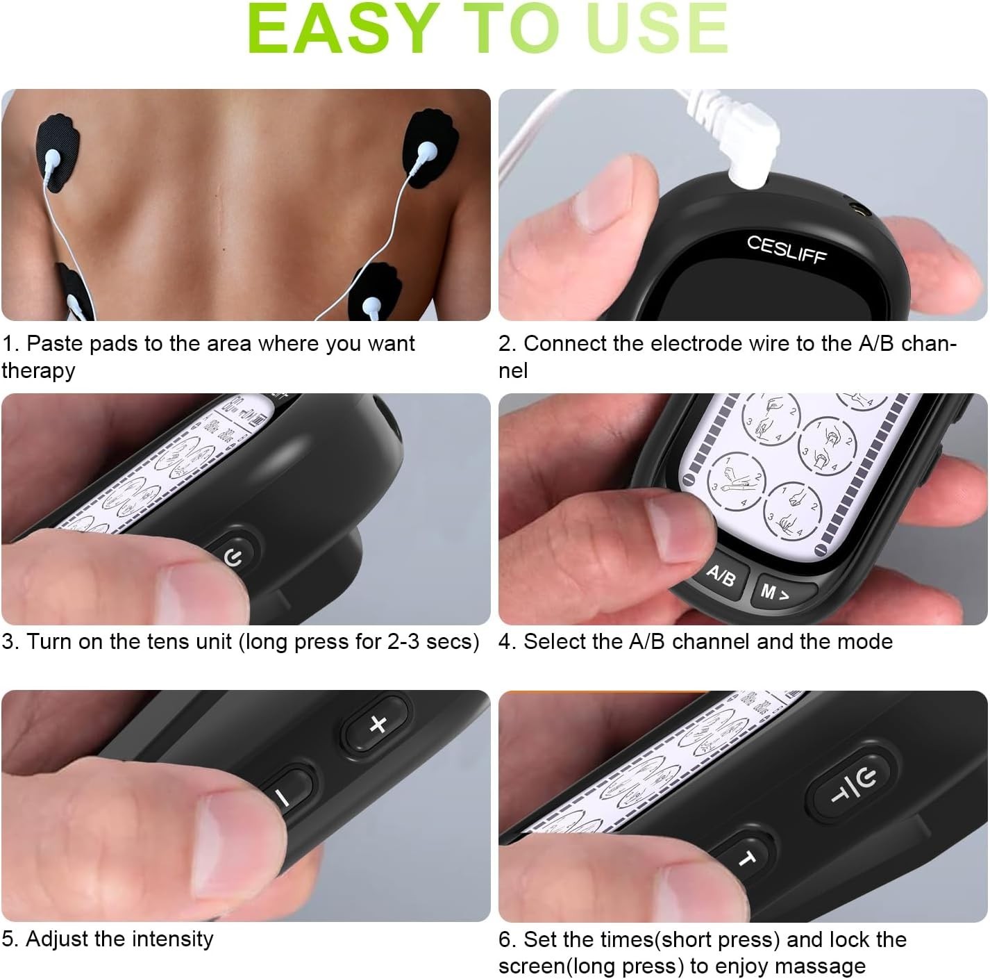 Maquina De TENS 24 Modos Electrodos Para Terapia Muscular Masaje Espalda Dolor