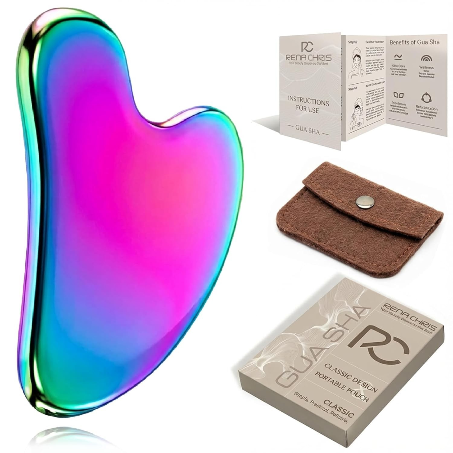Stainless Steel Gua Sha Facial Tool Metal Jawline Sculpting Puffiness Reducing.!