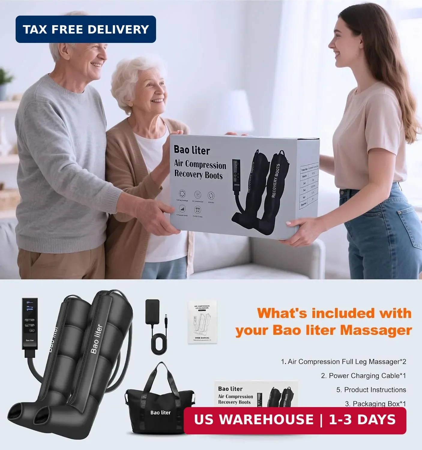 Leg Compression Massager,Professional Full Leg Sequential Pressure Boots, Air Co