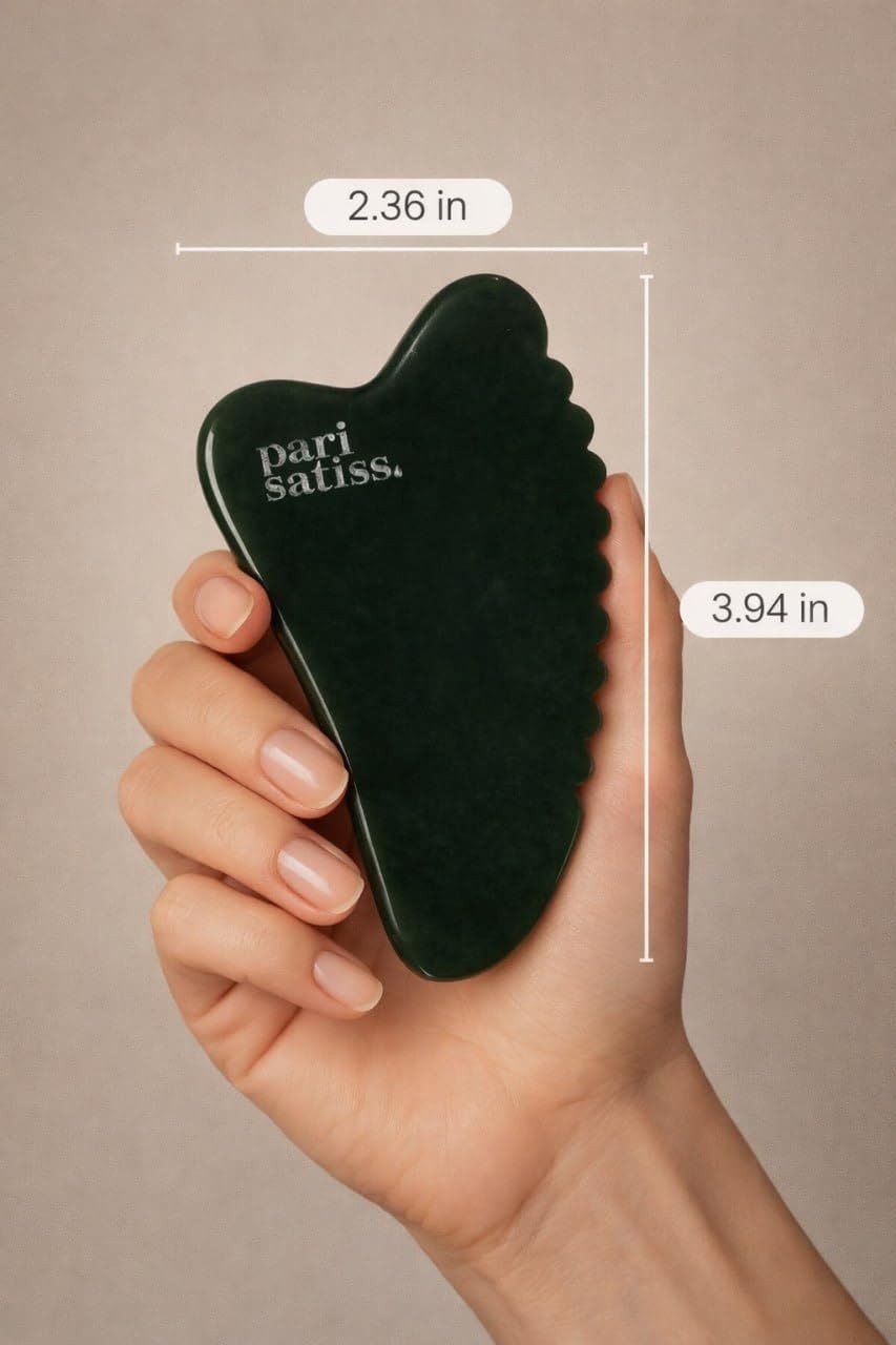 Nephrite Jade Gua Sha Tool for Facial Sculpting, Neck & Jawline Massage, Lymphat