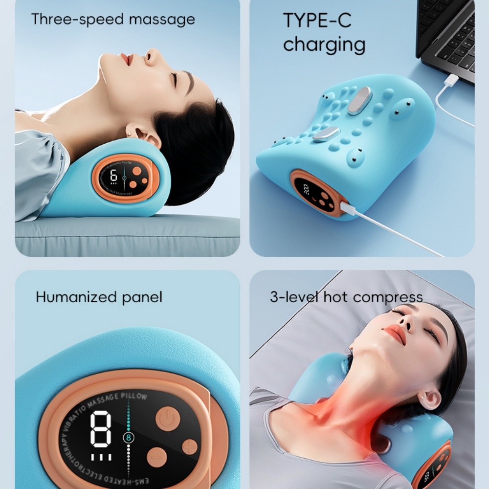 Portable Neck Massager 3 Adjustable Modes with Heat 26° Angle Cervical Traction